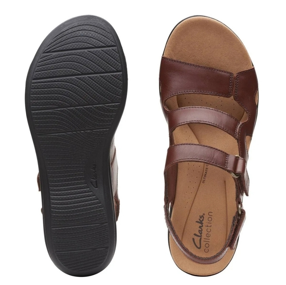 Clarks Collection Laurieann Brown Leather Round Toe Sandals Size 10M Women - Picture 6 of 13